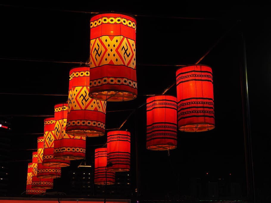 燈 long, lantern, red, night, text, illuminated, architecture HD wallpaper
