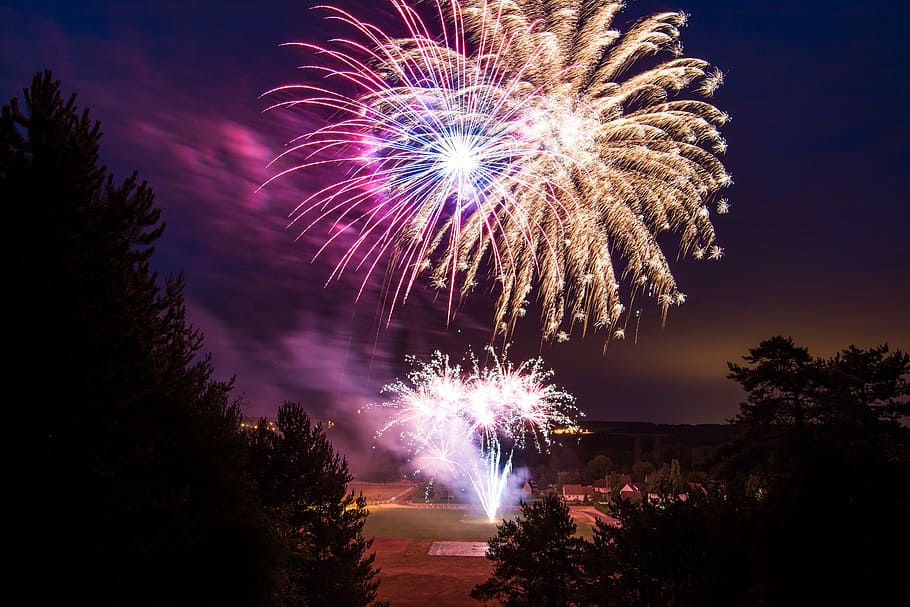 Firework, Blue Sky, Celebration, summer, night, festival, event HD wallpaper