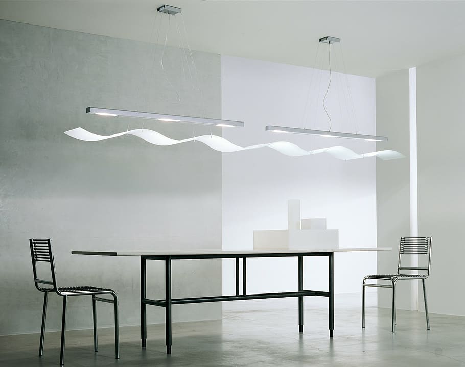 table, chairs, light, indoors, modern, domestic Room, furniture HD wallpaper