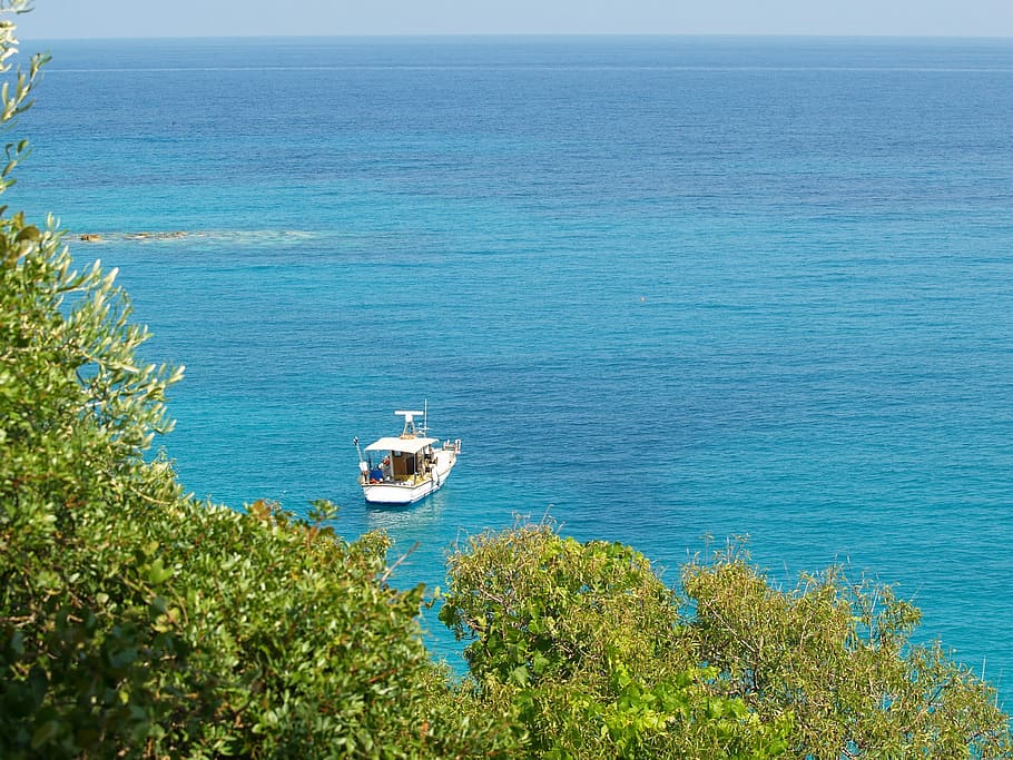 Rowboat, Sea, View, Greece, water, nature, beauty in nature HD wallpaper