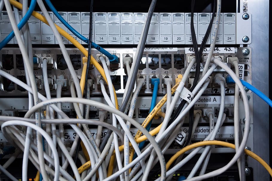 cable, computer, rack, data exchange, communication, technology HD wallpaper