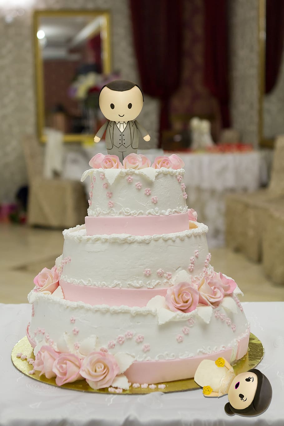 wedding, marriage, cake, wife, husband, spouse, bride, groom, HD wallpaper
