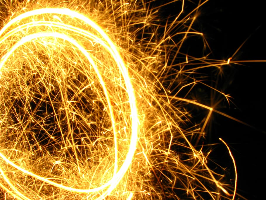 Fireworks, Light, motion, burning, no people, night, long exposure HD wallpaper
