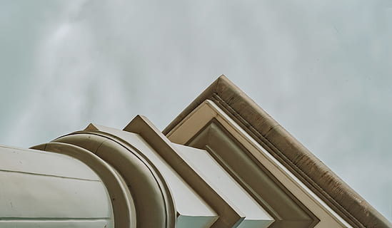 White Concrete Pedestal Column Facing the Rainy Sky, architecture HD wallpaper
