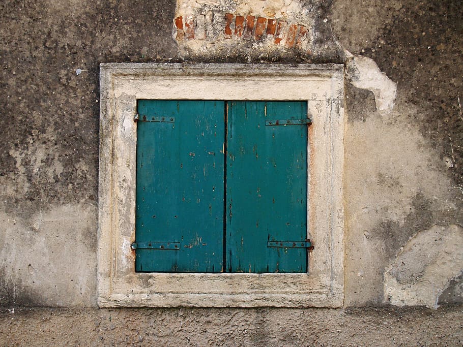 window, shutter, old window, facade, wall, closed, wood, door HD wallpaper