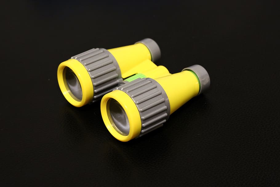 Binoculars, Toys, Optics, black background, yellow, no people HD wallpaper
