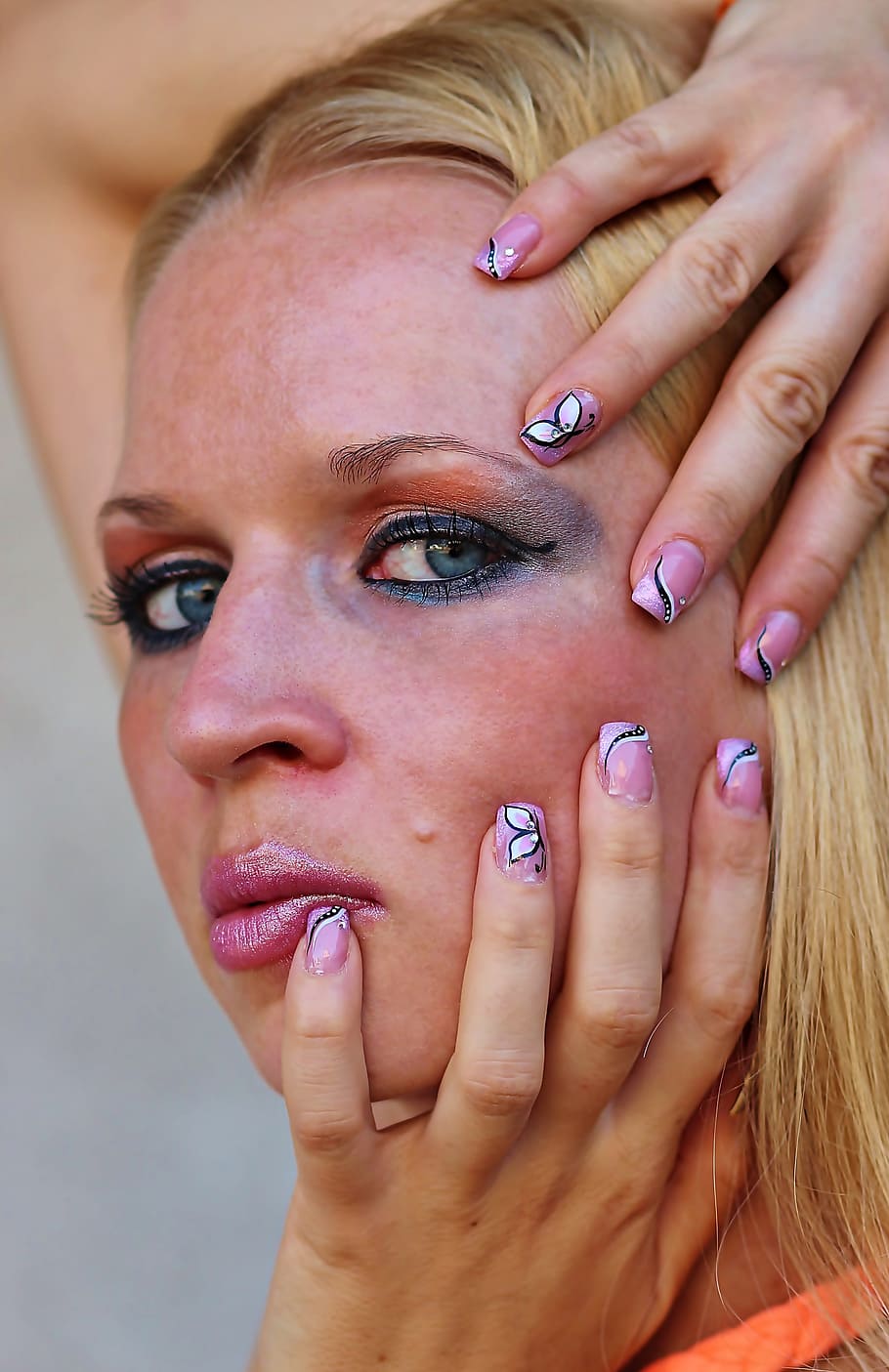 woman, makeup, nail, human hand, adult, women, beauty, portrait HD wallpaper