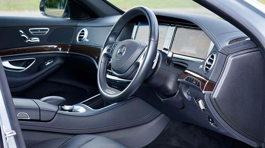 black Mercedes-Benz vehicle interior, Auto, Car, Luxury, style, HD wallpaper