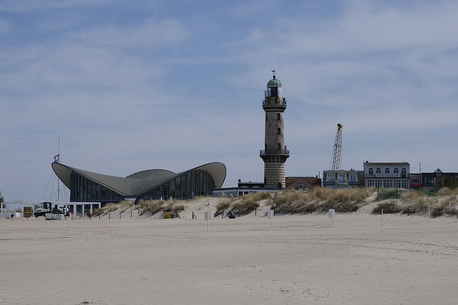warnemünde, teepott, lighthouse, seaside resort, baltic sea HD wallpaper