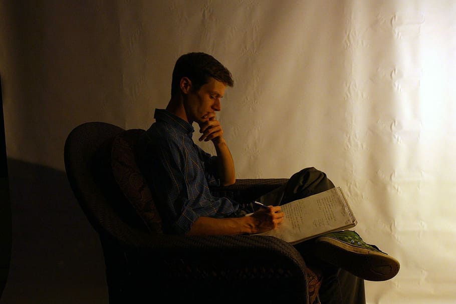 Male, Reading, Book, Man, sitting, caucasian, adult, person HD wallpaper