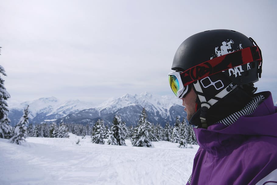 cold, man, mountain range, mountains, person, skiing, snow HD wallpaper