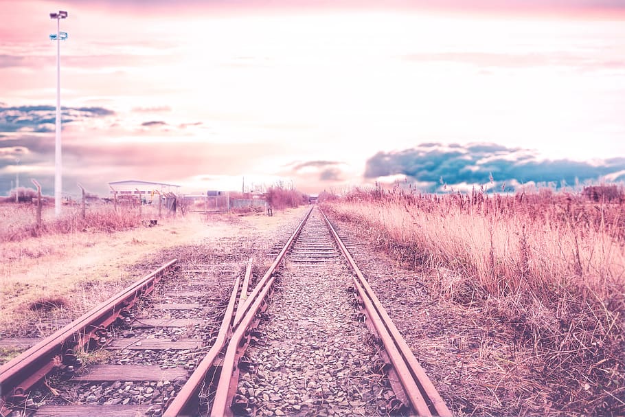 railway track, nature, landscape, background, wallpaper, design, HD wallpaper