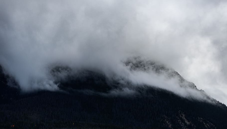 dark, clouds, sky, mountain, fog, cold, nature, valley, cloud - sky HD wallpaper