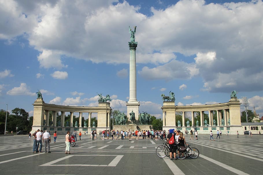 Budapest, Hungary, Plaza, Heroes, monument, famous Place, trafalgar Square, HD wallpaper