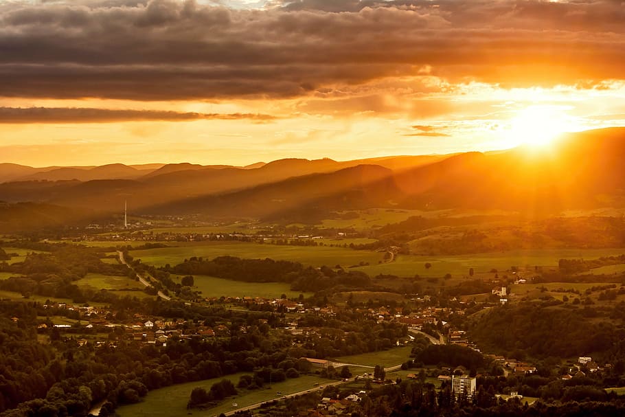 nature, sun, west, sky, sunset, environment, cloud - sky, scenics - nature HD wallpaper