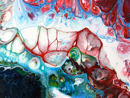 multicolored abstract painting, white, red, and teal abstract painting HD wallpaper