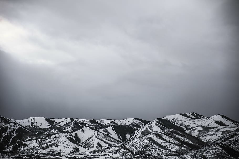 landscape photo of mountains, pine, tree, snow, winter, weather HD wallpaper