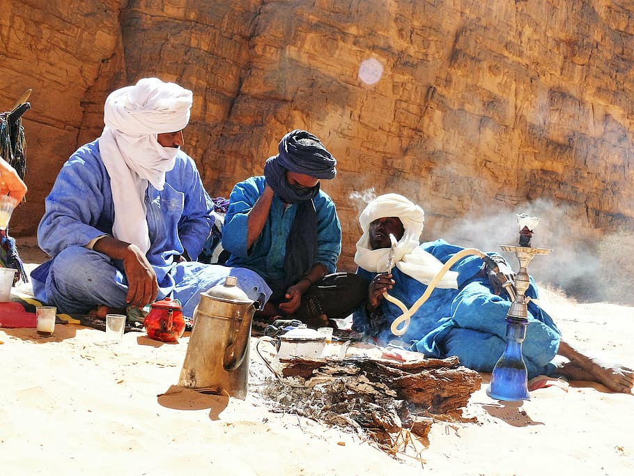 libya, touareg, hookah, people, men, group of people, real people HD wallpaper