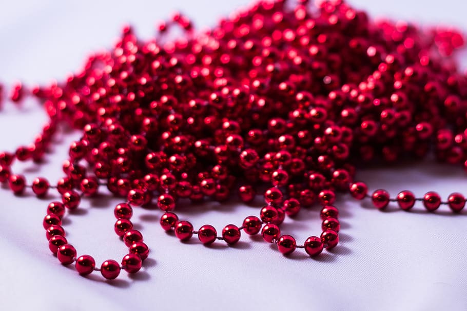 Beads, Red, Necklace, String, Decoration, close-up, fruit, no people HD wallpaper