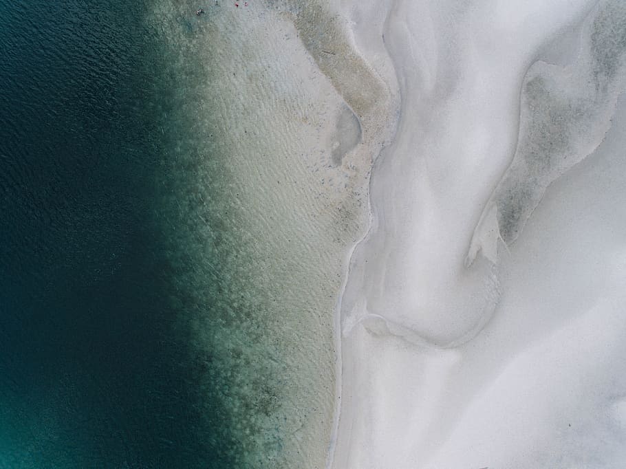 aerial photography of beach, backgrounds, no people, water, nature HD wallpaper