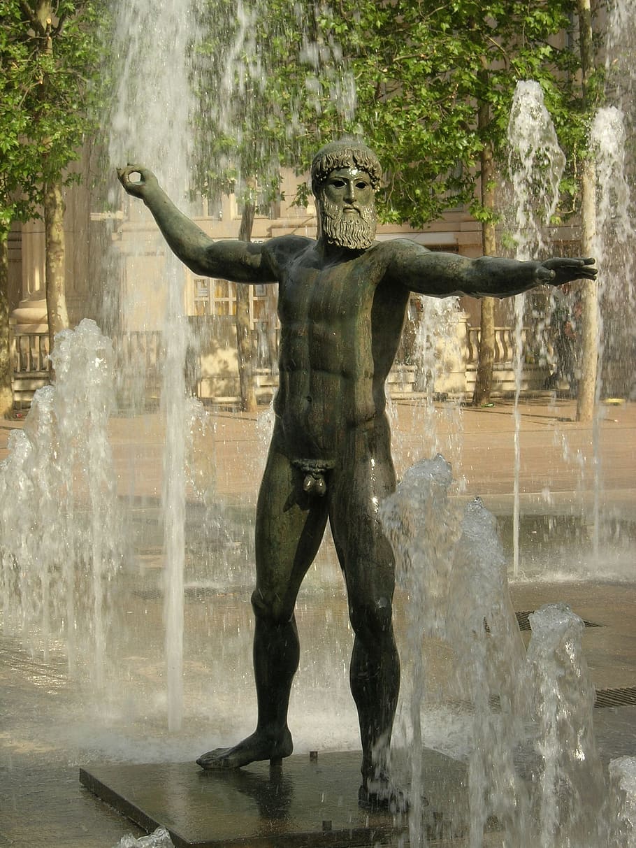 sculpture, statue, human, art, fountain, representation, architecture HD wallpaper