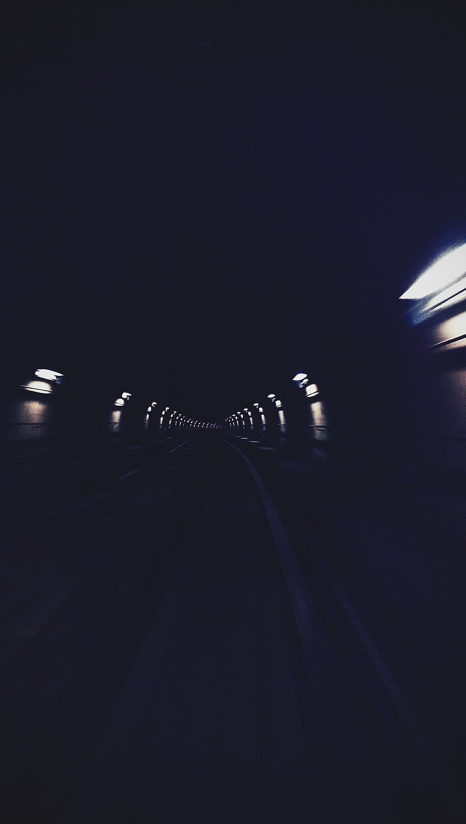tunnel, lights, dark, way, corridor, perspective, road, long HD wallpaper