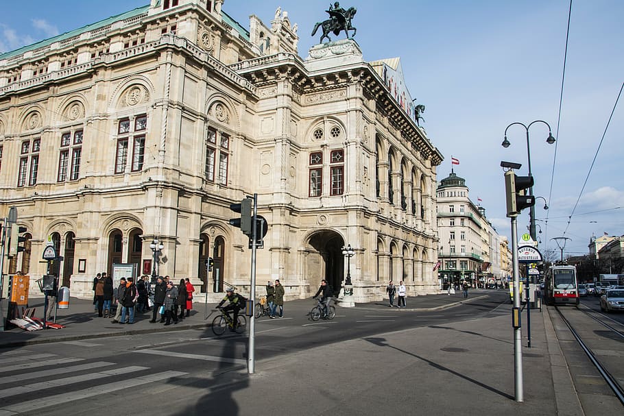 vienna, opera, road, old, building exterior, architecture, street HD wallpaper