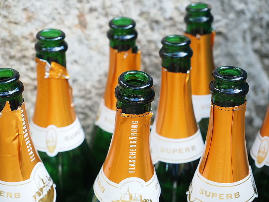champagne bottles, empty, drunk, open, abut, festival, celebrate HD wallpaper