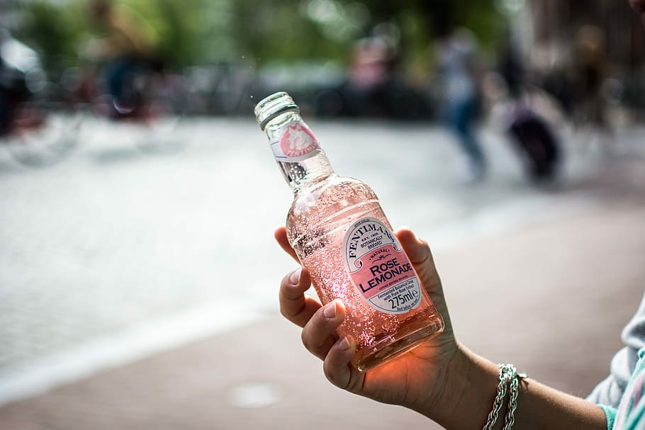 Rose lemonade in Amsterdam, drink, hands, outside, outdoors, people HD wallpaper