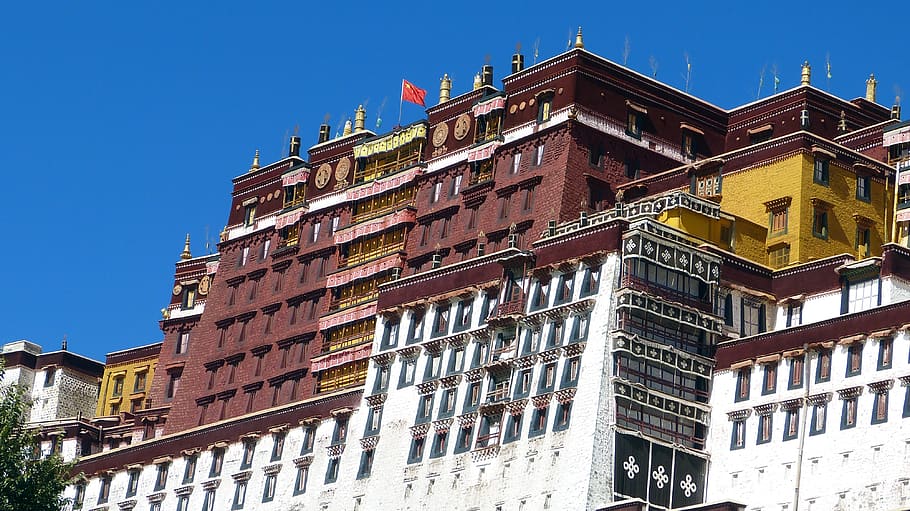 architecture, travel, sky, old, potala palace, tibet, lhasa