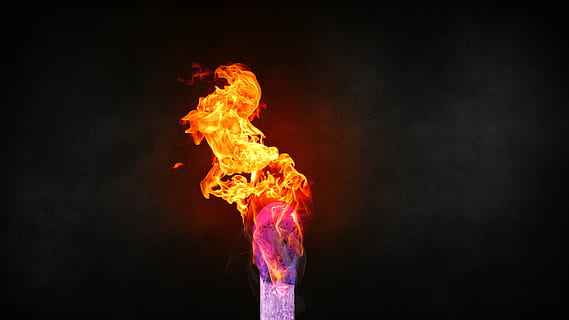 flaming stick with black background, fire, match, flame, close HD wallpaper