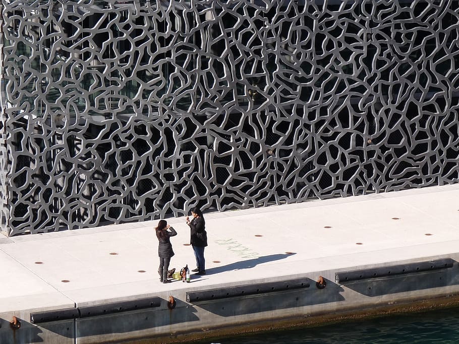 marseille, mucem, museum, real people, men, day, architecture HD wallpaper