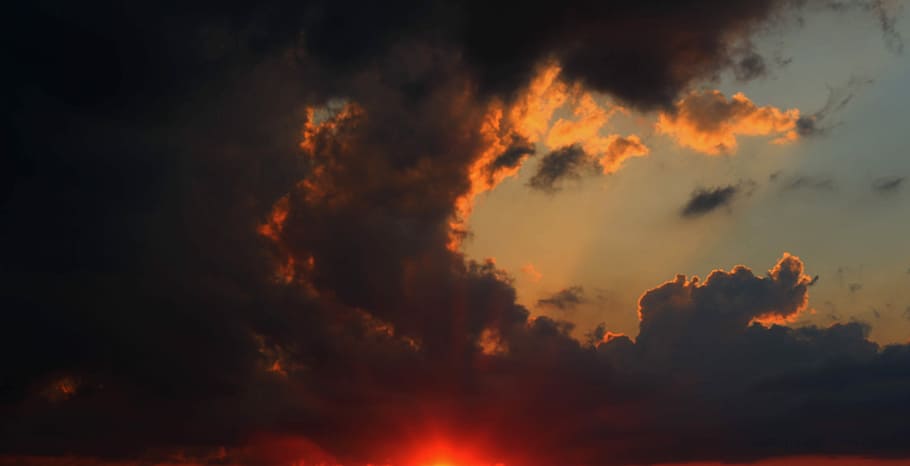 white clouds during sunset, sky, dark, night, cloud - sky, beauty in nature HD wallpaper