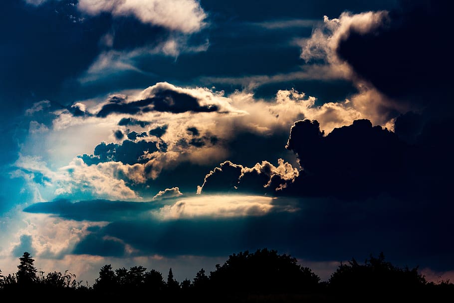 sky, clouds, mood, weather, evening, thunderstorm, nature, dramatic HD wallpaper