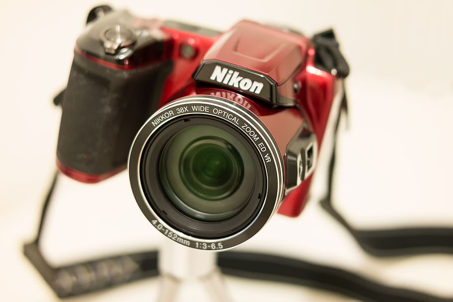 red Nikon bridge camera, digital camera, photography, photo camera HD wallpaper