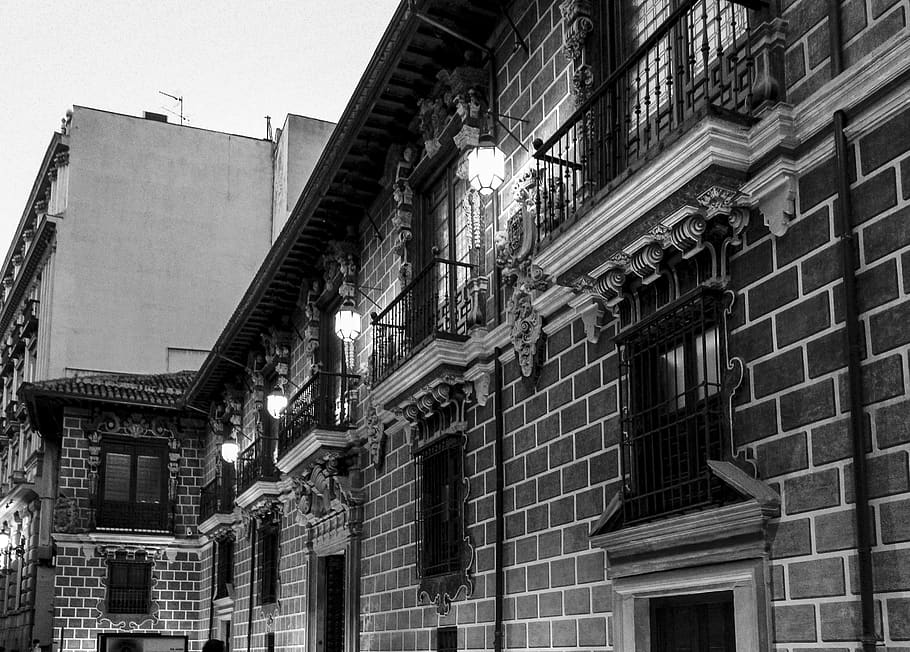 buildings, spain, granada, andalusia, andalucia, street, black, HD wallpaper