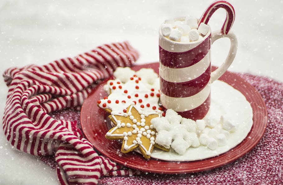 beverage, candy, candy cane, celebration, chocolate, christmas HD wallpaper