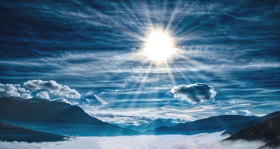aerial photography of mountains during daytime, sky, clouds HD wallpaper