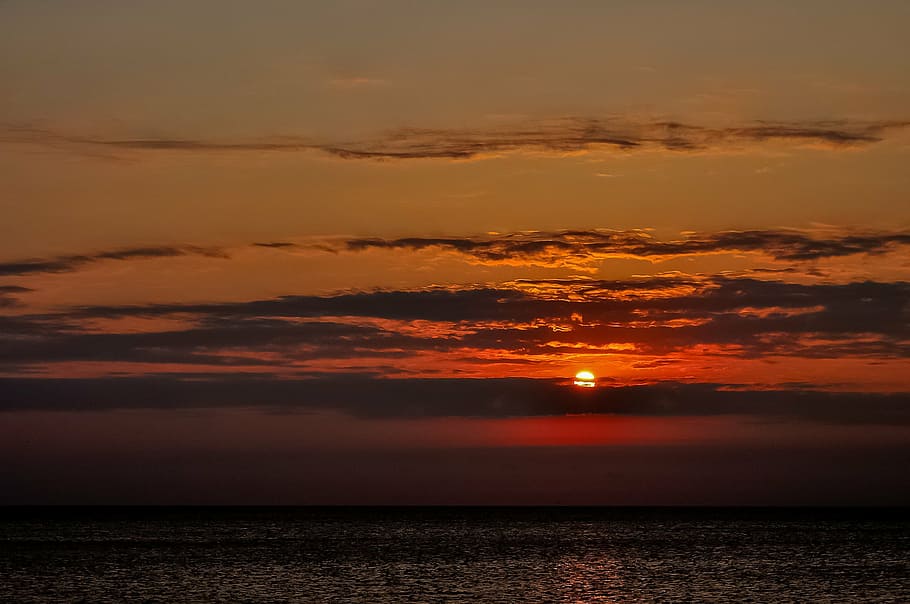 ocean, cloudscape, sunset, sky, nature, summer, sea, natural HD wallpaper