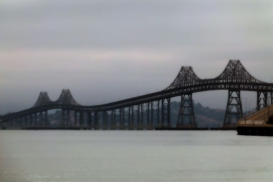 San Rafael Bridge, San Francisco, california, usa, iron, haze, HD wallpaper