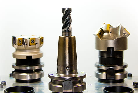 three gray metal tools, drill, milling, milling machine, drilling HD wallpaper