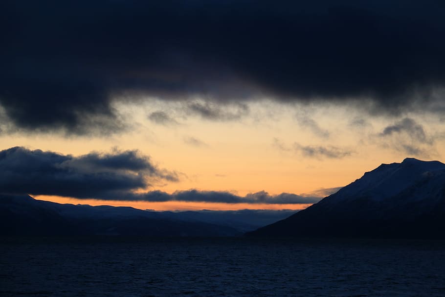 A trip to the North, mountain illustration during sunset, cloud HD wallpaper