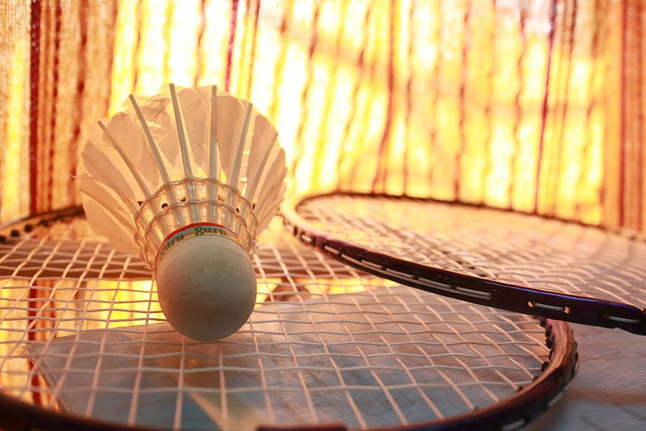white shuttlecock on two black badminton rackets, Game, Sports, HD wallpaper