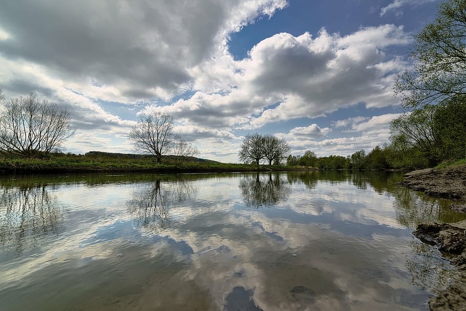 river, clouds, landscape, romantic, sky, water, mood, ruhr HD wallpaper