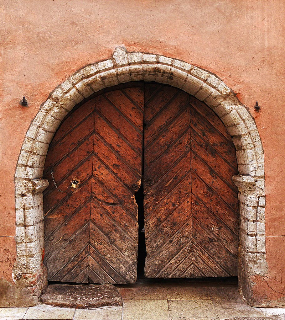 portal, archway, historically, old, wooden gate, door, goal