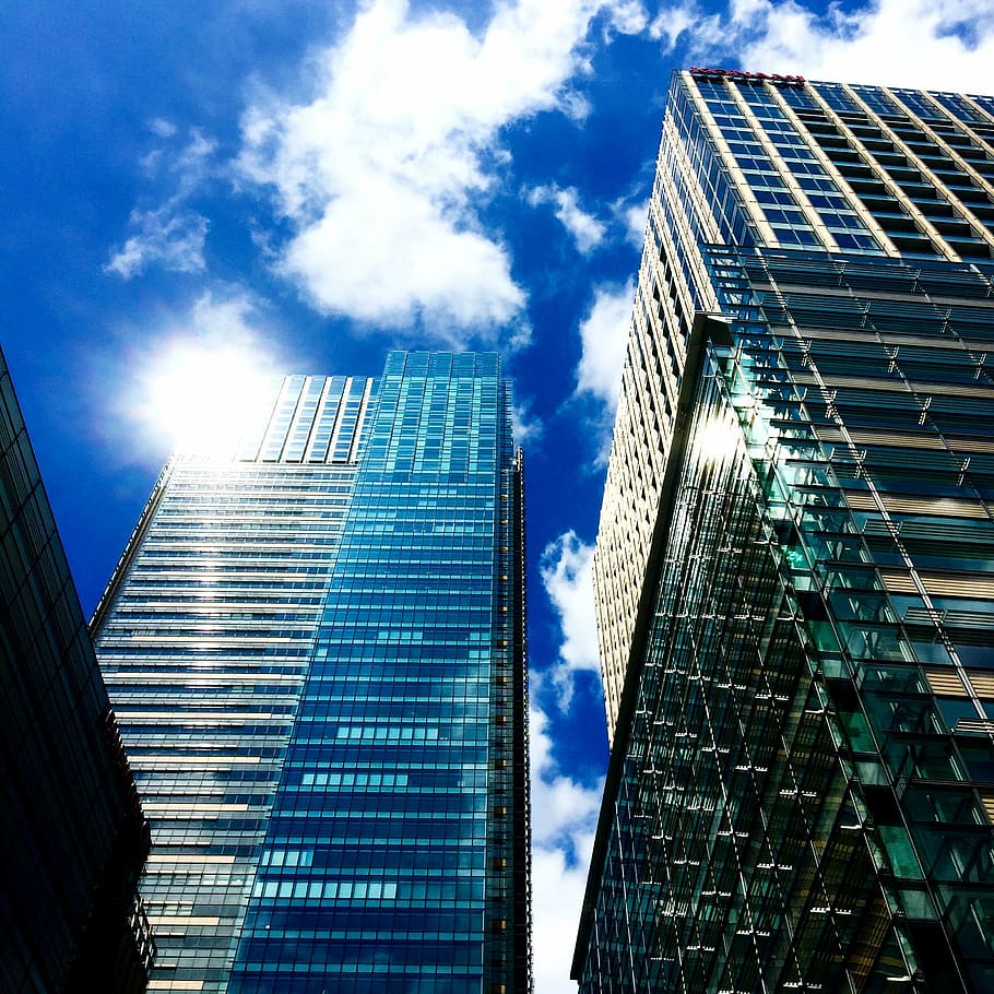 low-angle photography of high-rise buildings, downtown, tokyo HD wallpaper