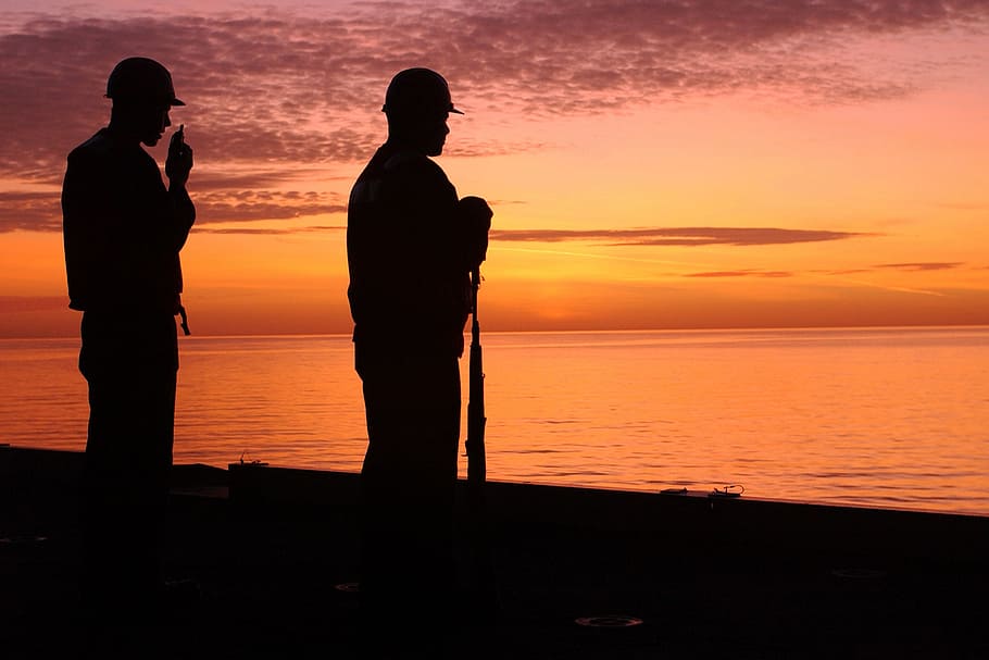 guards, gunners mates, stand watch, navy, ship, aircraft carrier HD wallpaper