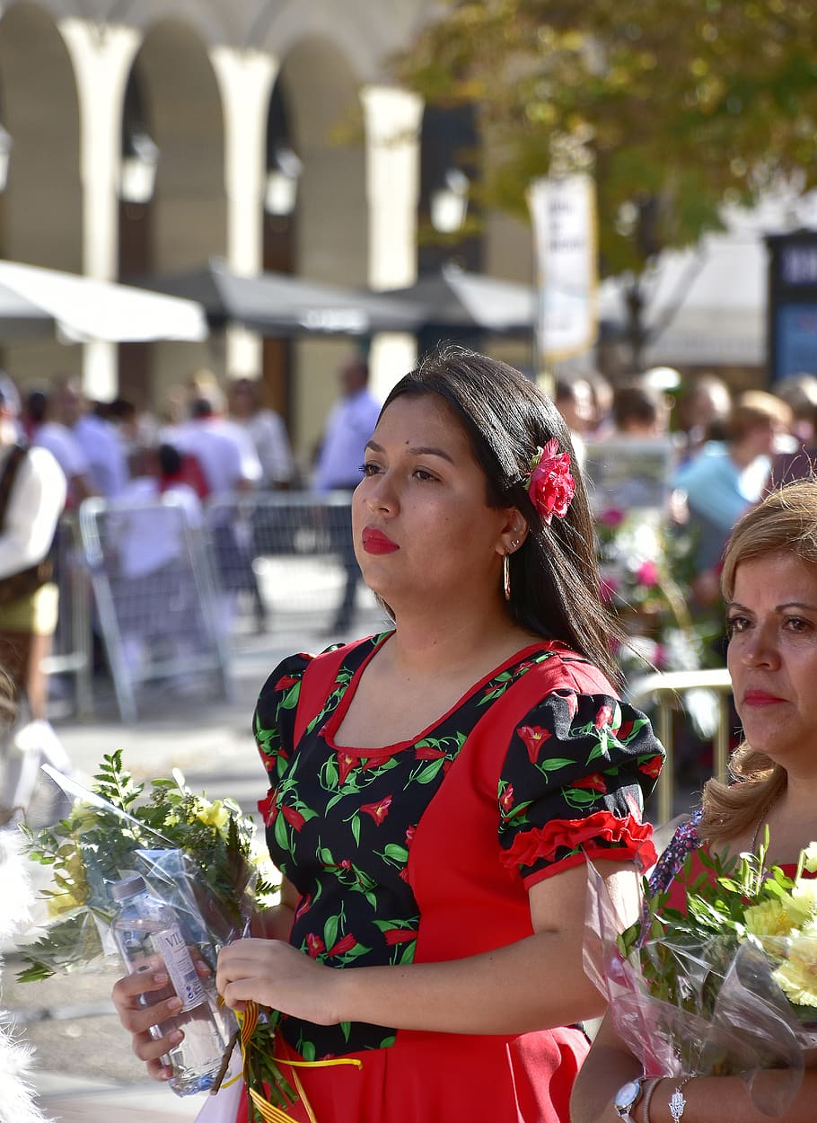 folklore, devotion, flowers, pillar, saragossa, celebration HD wallpaper