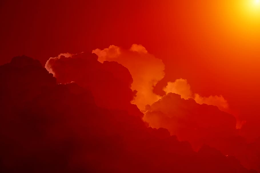 White Clouds Under Orange Sky during Daytime, abstract, air, clouds form HD wallpaper