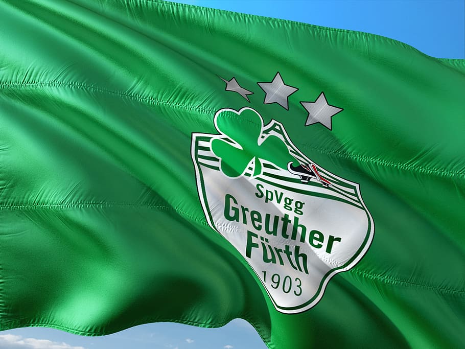 flag, logo, football, 2, bundesliga, greuther fürth, green color, HD wallpaper